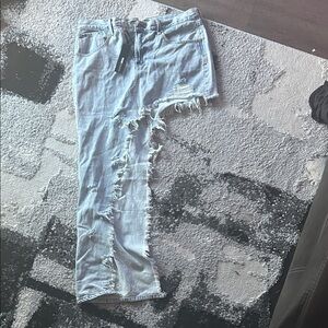 Fashion Nova Light Wash Denim Maxi Skirt